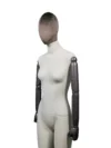 xintu-velvet-head-fabric-torso-female-03-angled.webp Dark Velvet Female Full-Body Mannequin with Adjustable Arms, angled view
