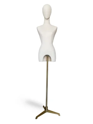 White Fabric Female Half-Body Mannequin Handless, front view