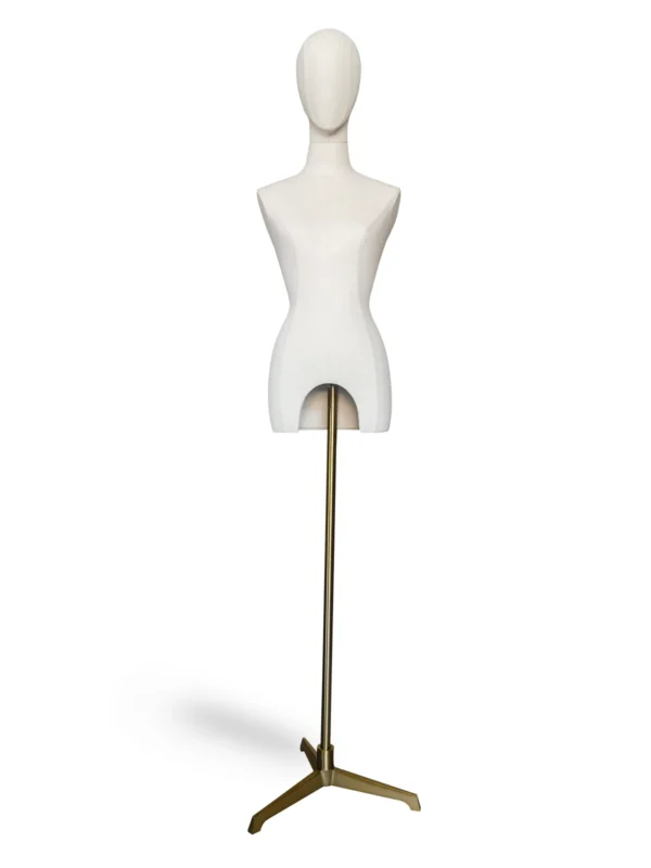 xintu-white-fabric-half-body-female-arch-handless-02-front.webp White Fabric Female Half-Body Mannequin Handless, front view
