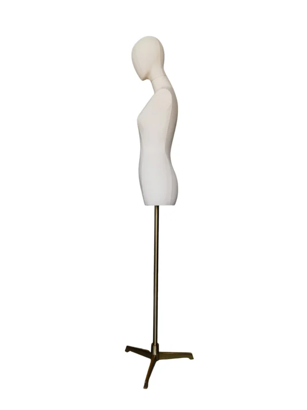 xintu-white-fabric-half-body-female-arch-handless-06-side.webp White Fabric Female Half-Body Mannequin Handless, side view