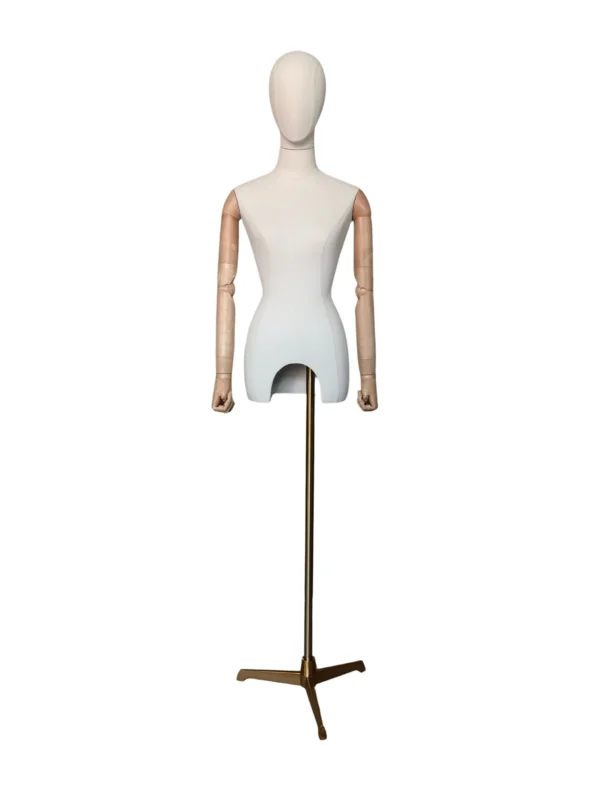 xintu-white-fabric-half-body-female-arch-with-arms-03-front.webp White Fabric Female Half-Body Mannequin Handless, front view
