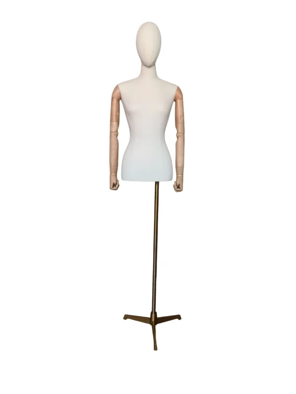 xintu-white-fabric-half-body-female-with-arms-04-front.webp White Fabric Female Half-Body Mannequin Handless, front view