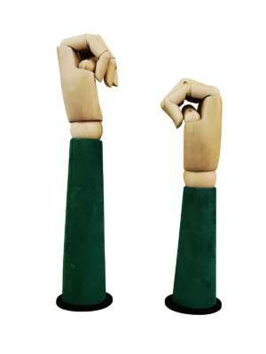 Wooden Hand Display Stand, angled view