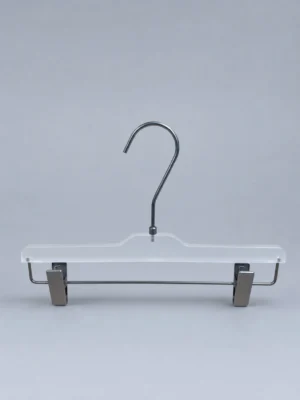 jy03-355x38x12-mens-pant-hanger-01.webp Men’s Acrylic Trouser Hanger with Anti-Slip Bar