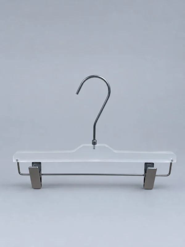 jy03-355x38x12-mens-pant-hanger-01.webp Men’s Acrylic Trouser Hanger with Anti-Slip Bar
