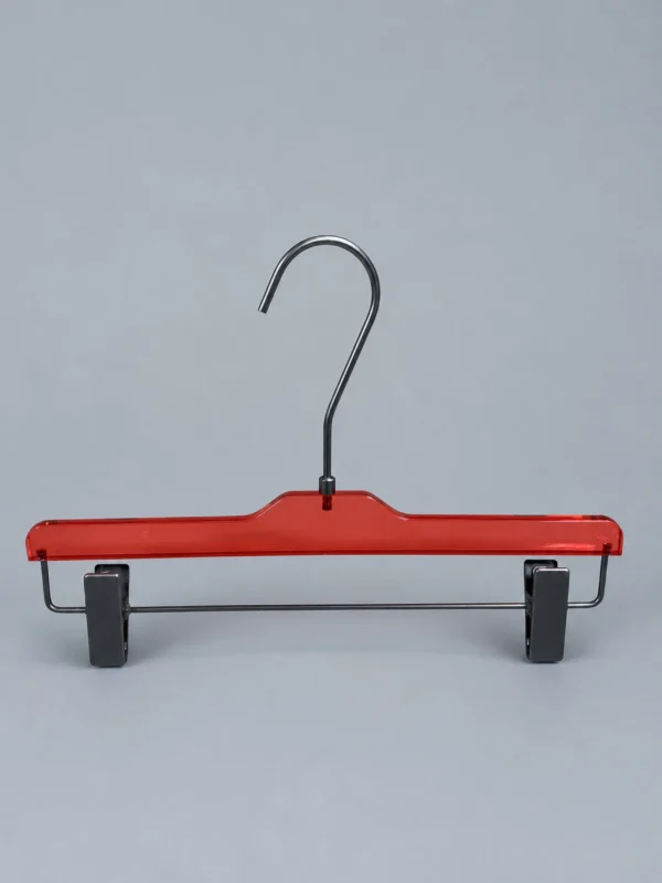 jy03-355x38x12-mens-pant-hanger-06.webp Men’s Acrylic Trouser Hanger with Anti-Slip Bar