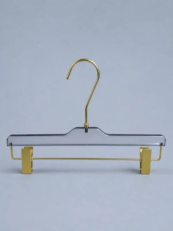 jy03-355x38x12-mens-pant-hanger-08.webp Men’s Acrylic Trouser Hanger with Anti-Slip Bar