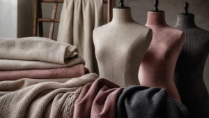 Fabric swatches and textures used for custom dress forms